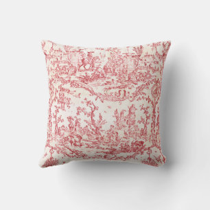 Coussin Élégant Classique Toile Rouge Vintage de Campagne 