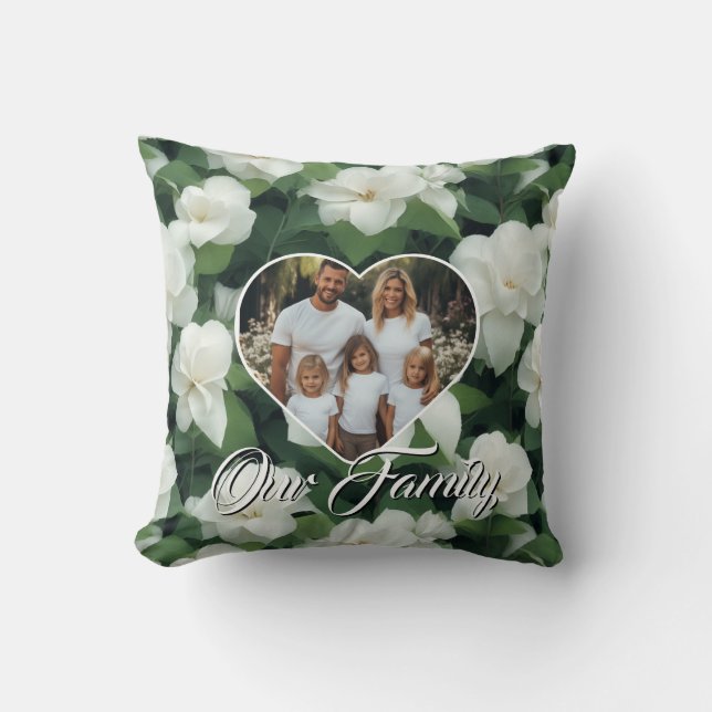 Coussin Élégant classique vert botanique blanc floral (Recto)