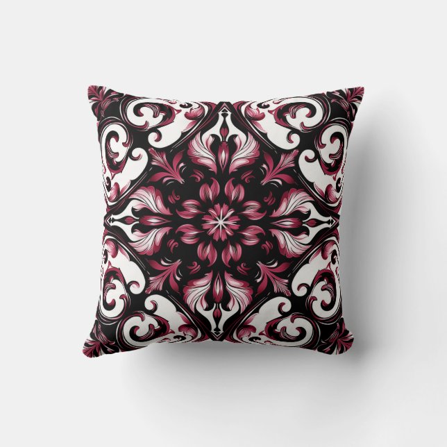 Coussin Élégant Contemporain Moderne Orné Bourgogne (Verso)