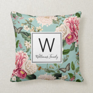 Coussin Élégant Country Cottage Garden Mint Floral