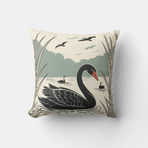 Coussin Élégant cygne noir