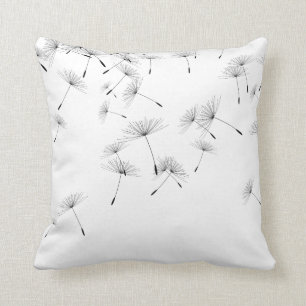 COUSSIN ÉLÉGANT DANDELION DE CHUTE NOIR BLANC