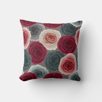 Coussin Elegant Dark Floral Rose Pattern Throw Pillow