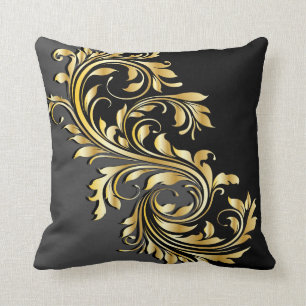 Coussin Elégant design or, noir et gris