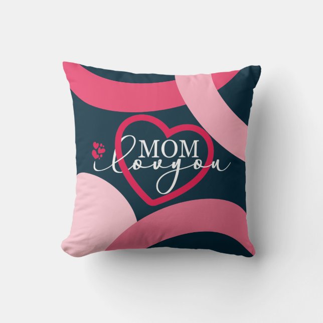 Coussin Elegant design texte Maman I Love You With Heart (Recto)