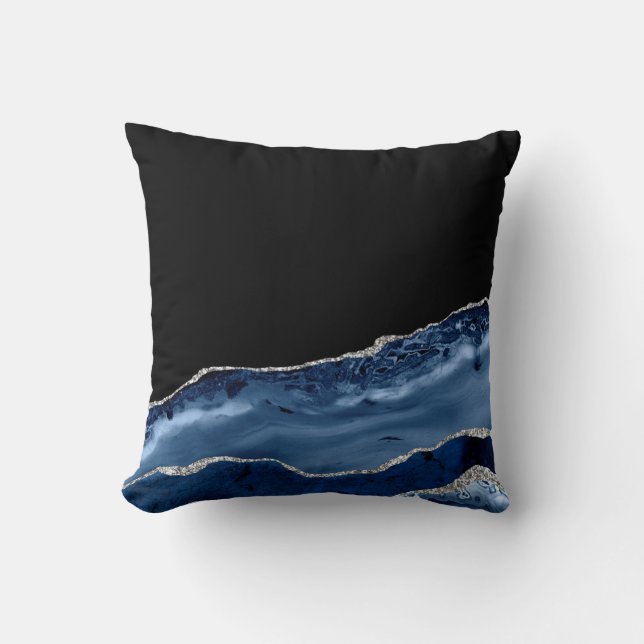 Coussin Elégant étalement bleu et argent de la marine (Recto)
