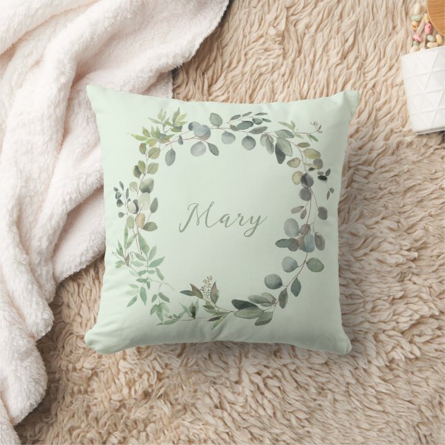 Coussin Elégant Eucalyptus Botanique Aquarelle Verdure (Couverture)