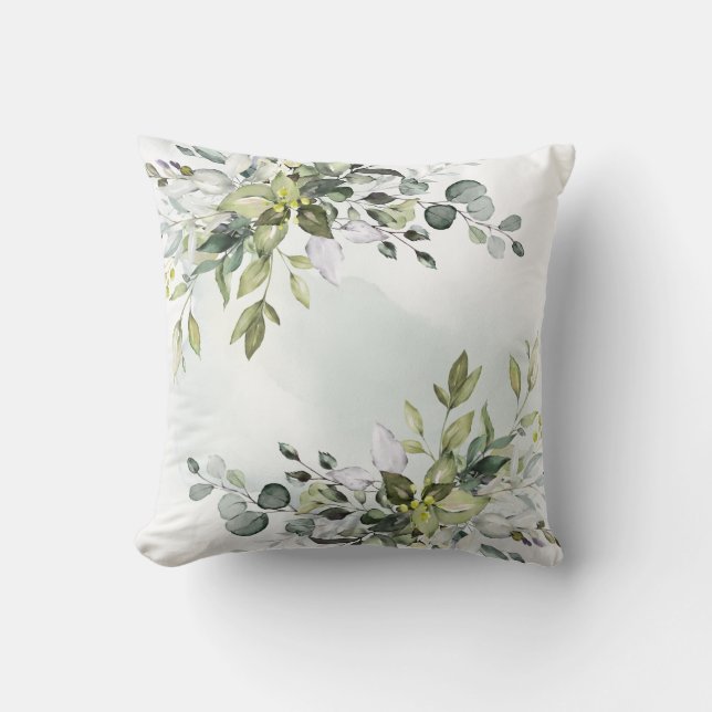 Coussin Elégant Eucalyptus Verdure Aquarelle (Recto)