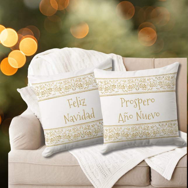 Coussin Elégant Feliz Navidad Prospero Año Nuevo Gold (Créateur téléchargé)
