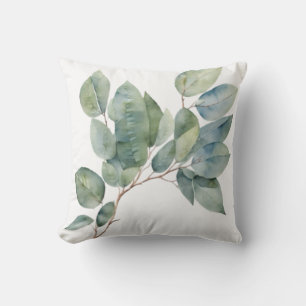 Coussin Elégant feuillage aquarelle douce vert botanique