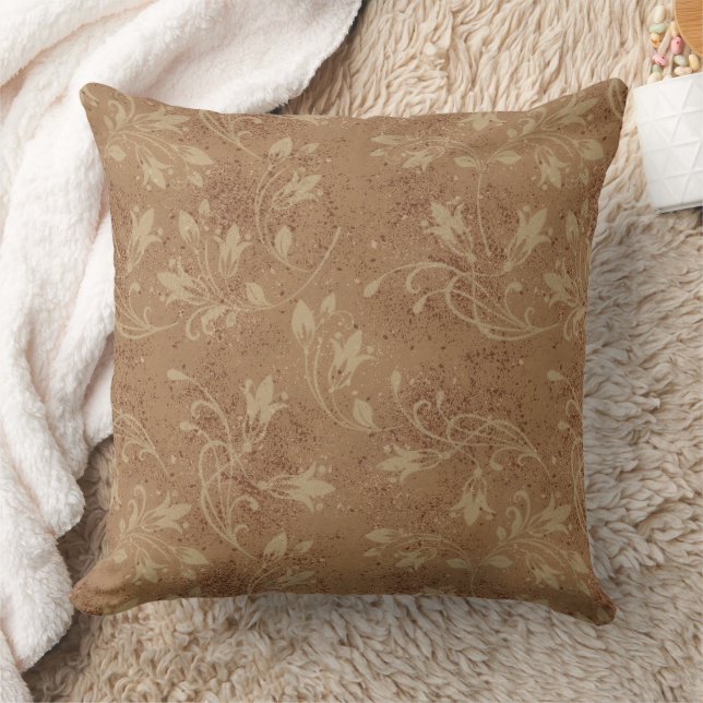 Coussin Élégant Feuille de la floraison Brown Grunge (Couverture)