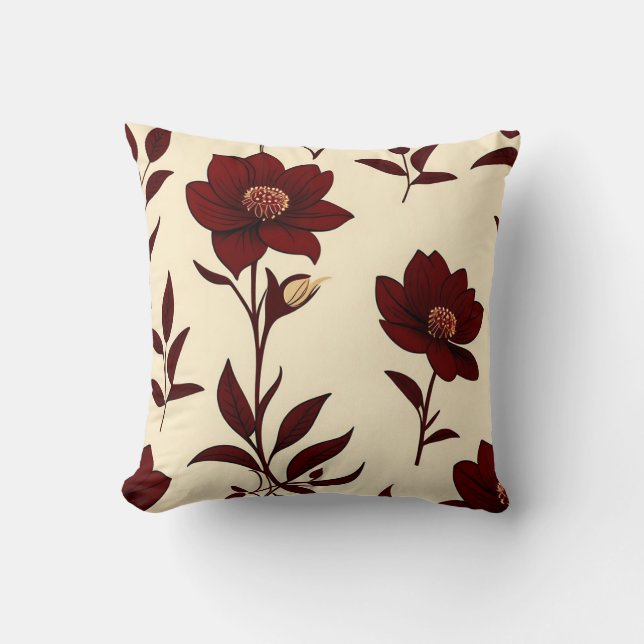 Coussin Élégant floral de Bourgogne (Recto)