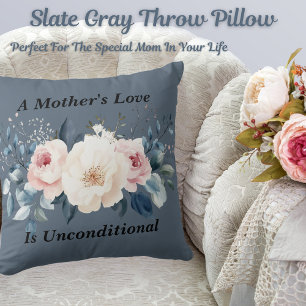 Coussin Élégant Floral Mère's Love Slate Grey