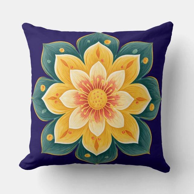 Coussin Elegant Floral Print Decorative Pillow (Recto)