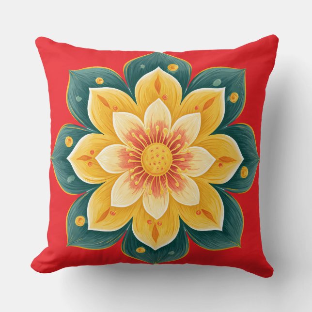 Coussin Elegant Floral Print Decorative Pillow (Recto)