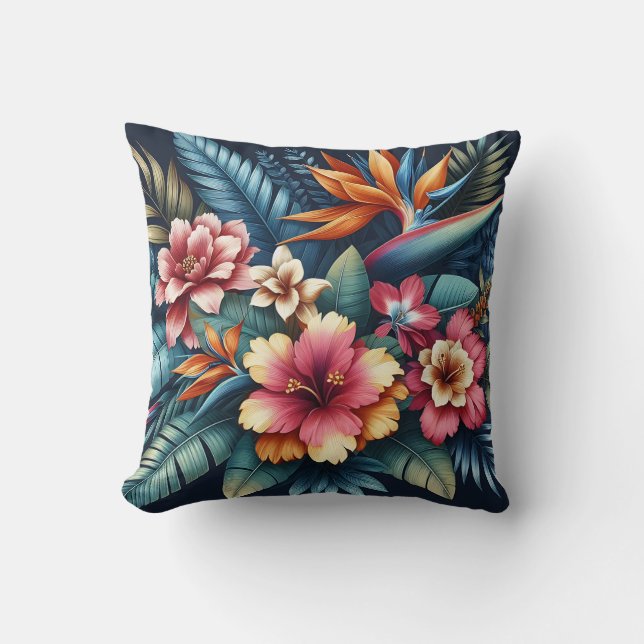 Coussin Élégant floral tropical (Recto)