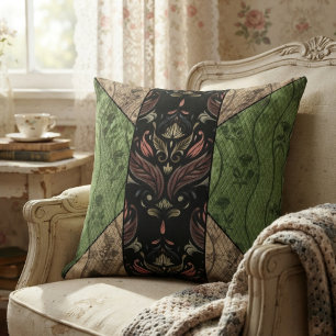 Coussin Élégant floral vintage inspiré de l'antique