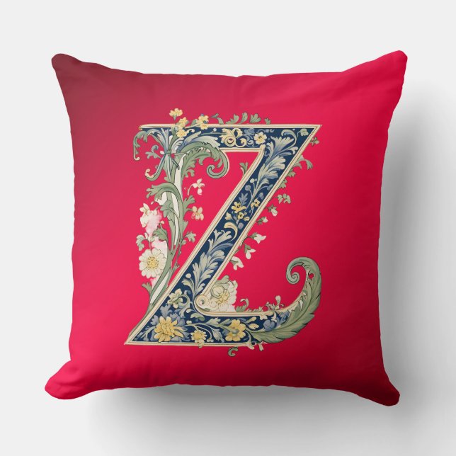 Coussin Elegant Floral Z Monogram Throw Pillow (Recto)