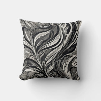 Coussin Élégant - Flux Abstrait Noir et Blanc