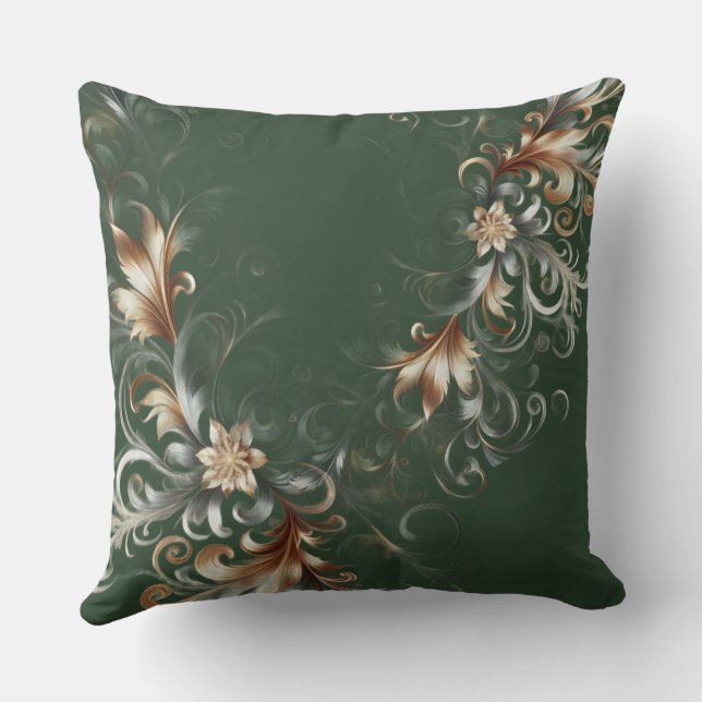 Coussin  Elegant Forest Green, and Gold (Verso)