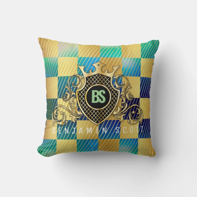 Coussin Elegant Gold Monogram Throw Pillow (Recto)