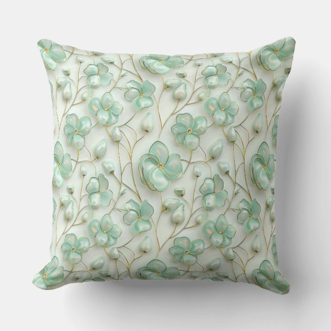 Coussin Elegant Green Floral (Recto)