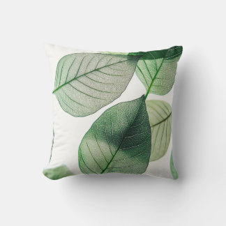 Coussin Elegant Green Leaf Throw Pillow Cover | Minimalist