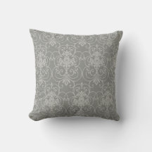 Elégant Gris damassé à motif Throw Pillo