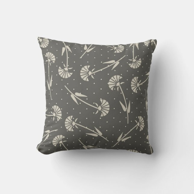 Coussin Élégant gris et floral pastel (Recto)