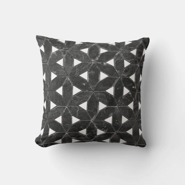 Coussin élégant Gris Mosaïque fleur de vie Carrelage motif (Recto)