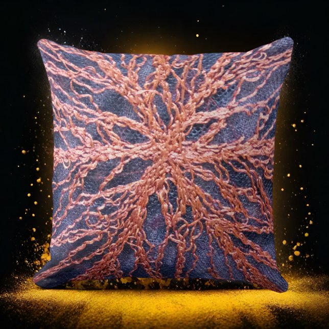 Coussin Elégant indigo orange brûlé surdimensionné broderi (Créateur téléchargé)