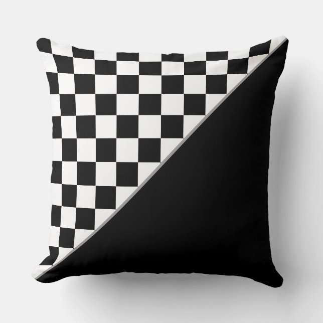 Coussin Élégant jeu d'échecs noir et blanc élégant (Recto)