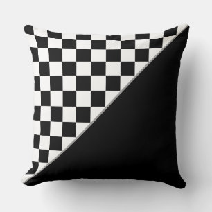 Coussin Élégant jeu d'échecs noir et blanc stylisé