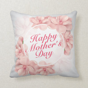 Coussin Elégant Joyeux Cadre Floral Fête des Mères   Co