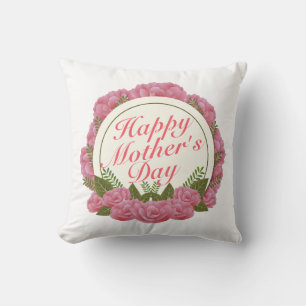 Coussin Elégant Joyeux Cadre Floral Fête des Mères   COUSS