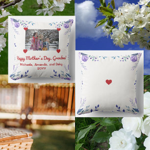 Coussin Elégant Joyeux Fête des Mères Grand-mère Photo Flo