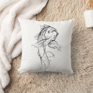 Coussin Elégant Koi Fish Croquis Abstrait