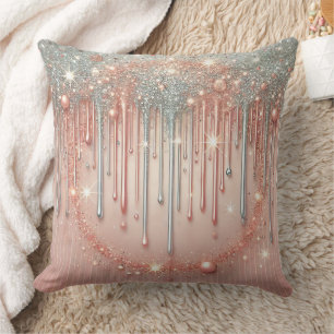 Coussin Élégant lecteur de Parties scintillant rose et arg