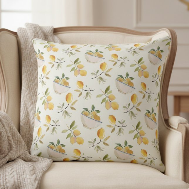 Coussin Elegant Lemon Pattern Throw Pillow (elegant french country citrus lemon pattern throw pillow)