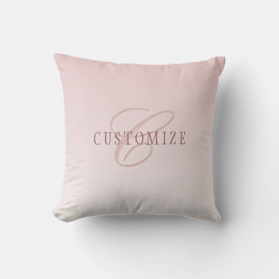 Coussin Élégant lettrage et monogramme   Rose Ombre