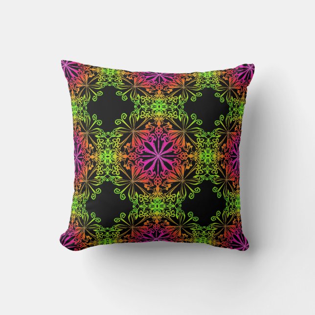 Coussin Elégant mandala botanique coloré (Recto)