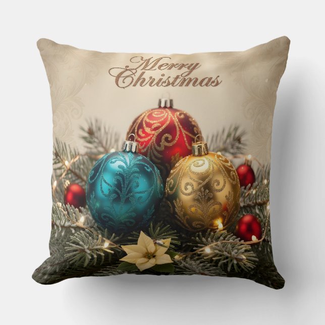 Coussin Elegant Merry Christmas Ornament Pillow (Recto)