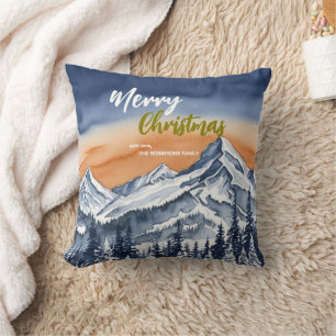 Coussin Élégant Merry xmas pins Snow script Holiday