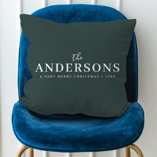 Coussin Élégant minimal moderne   Nom vert de la forêt noi