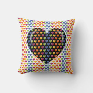 Coussin Élégant minimaliste Coeurs arc-en-ciel