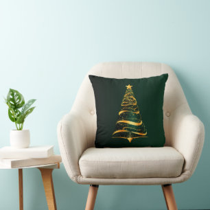Coussin Elégant minimaliste or arbre Noël Salutation