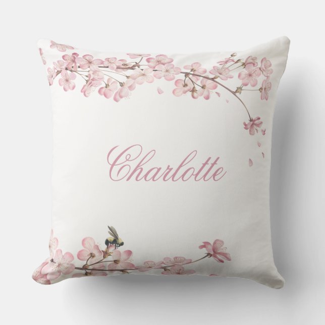 Coussin Élégant Modèle de nom de fleur de cerise rose  (Recto)