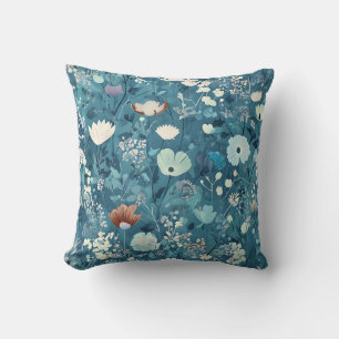 Coussin Élégant modèle floral bleu Jeu d'oreiller