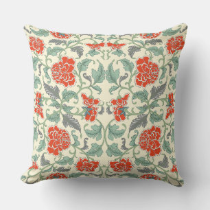 Coussin Élégant modèle floral chinois rouge vert