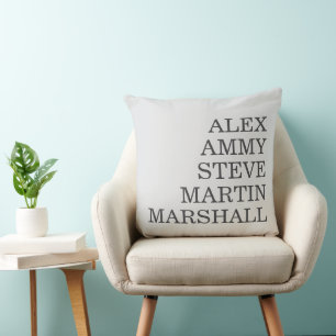 COUSSIN ÉLÉGANT MODERNE STYLE NOM PERSONNALISÉ GRIS CLAIR